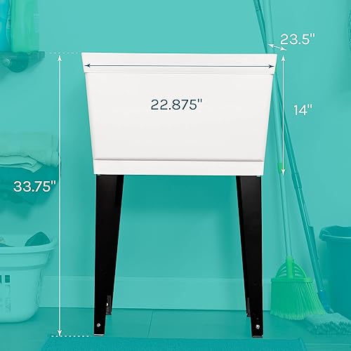 Miniatura 2 de Tina de lavandería fregadero utilitario de 19 galones de JS Jackson Supplies con patas de metal ajustables, ideal para cuarto de lavandería, sótano