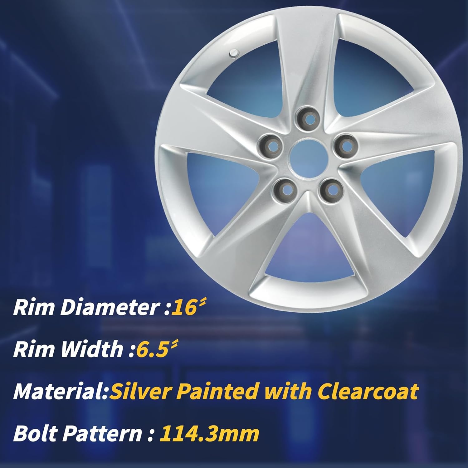 New 16x6.5 inch 16" x 6.5" Premium Aluminum Alloy Wheel Rim Fits for Hyundai Elantra 2011 2012 2013, Direct Fit, ALY70806U20N