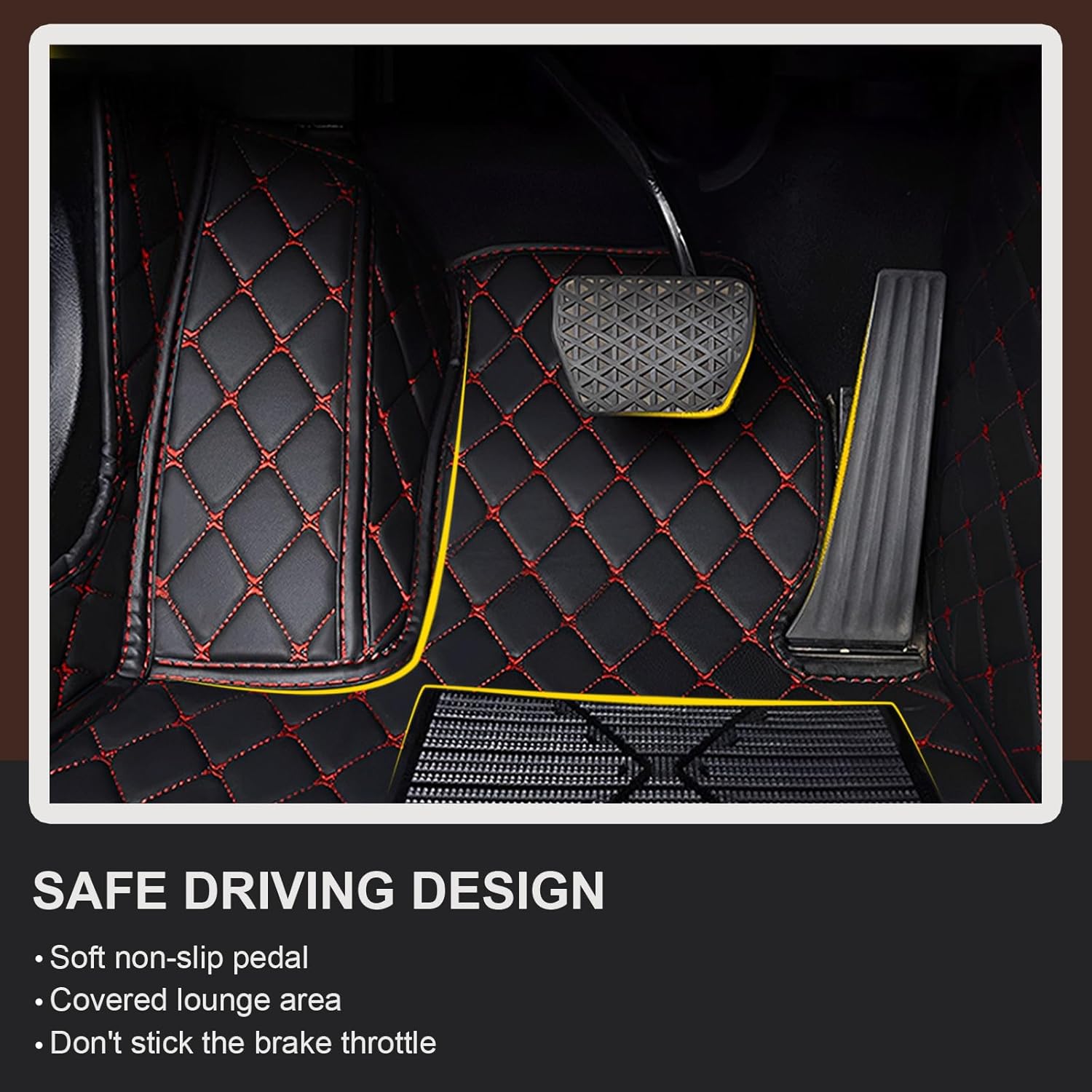 Car Floor Mats for Dodge Charger 2017-2022, Leather Luxury Floor Liner All Weather Protection Carpet. (Full Set/Red-Cream Color)