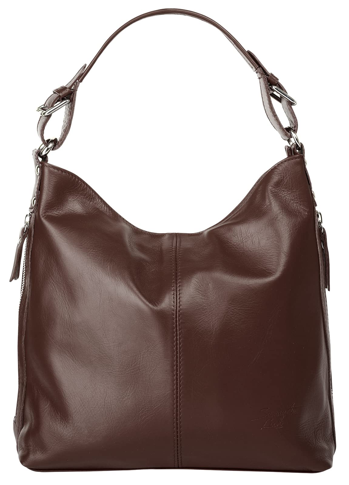 SAMANTHA LOOK Henkeltasche Damen Handtasche Braun, Made in Italy