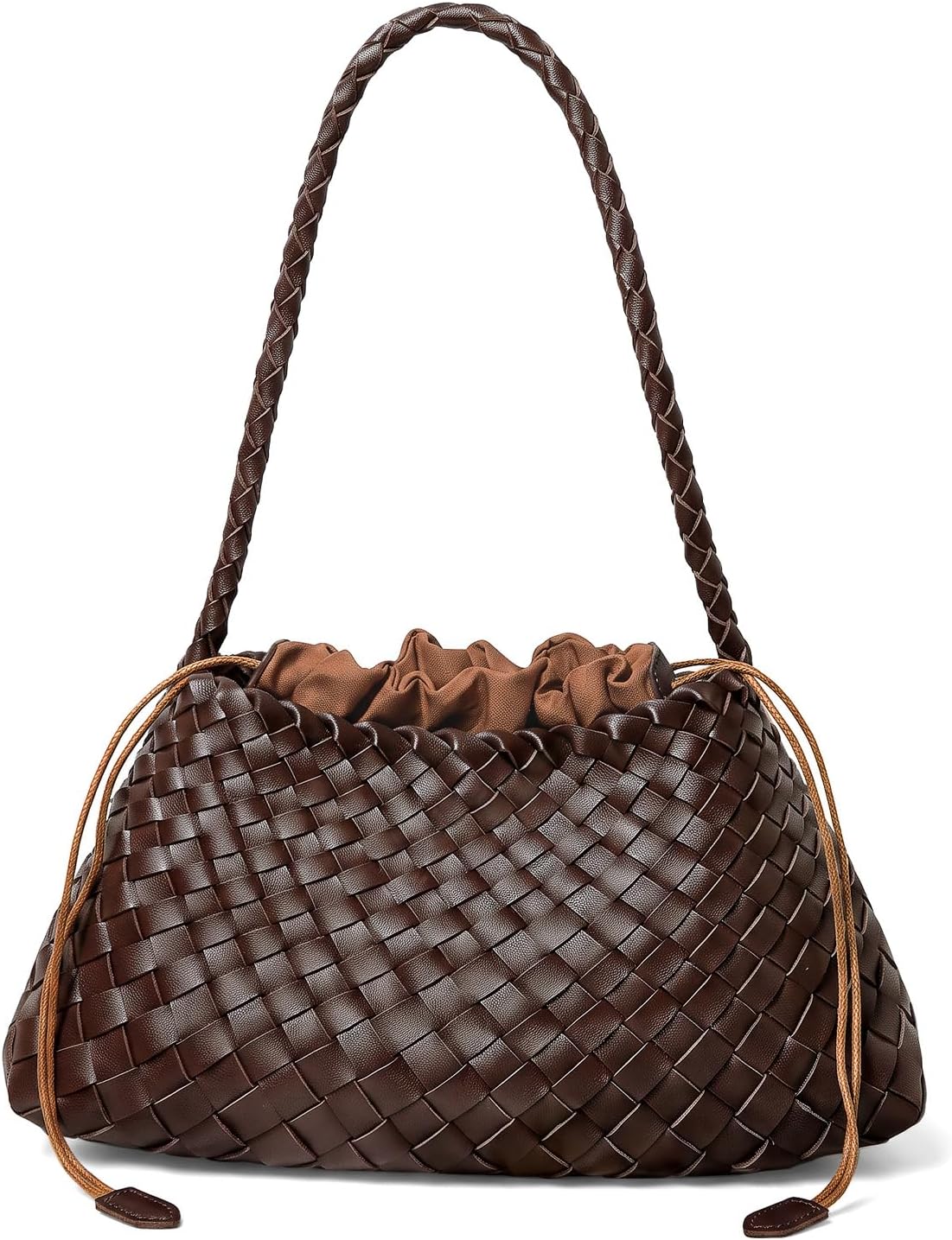 Woven Hobo Bag for Women, Woven Shoulder Bag with Braided Strap | & Inner Pouch, Trendy Woven Tote Bag，Vintage Brown Purses for Travel Work Daily (Brown)