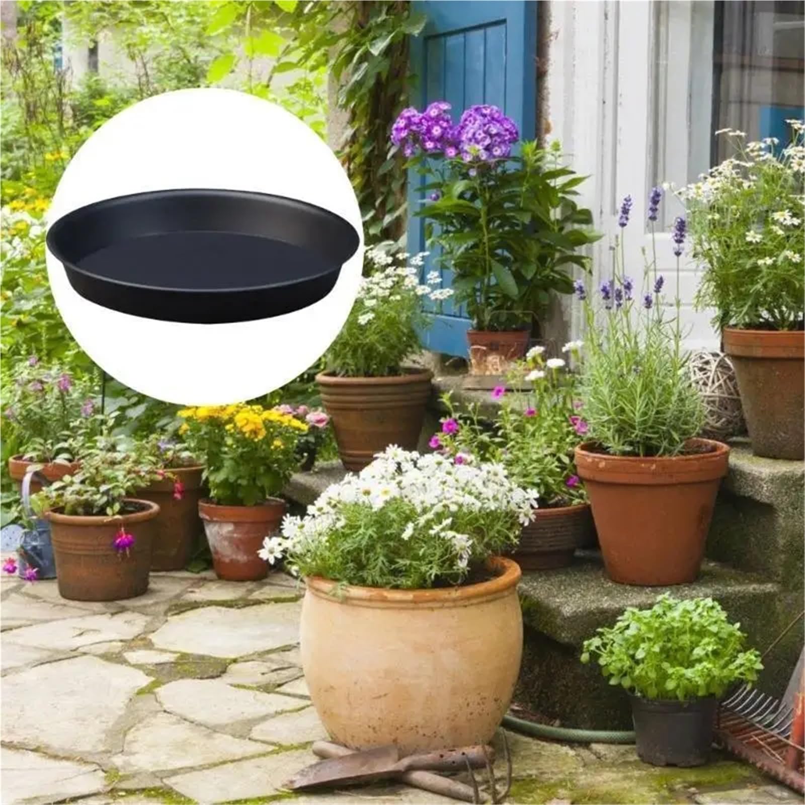 Bandejas de Goteo plástico for Plantas, platillos Negros for Flores, Accesorios plantación for balcón, Sala Estar y Uso en Oficina, 3 uds., 13,6 Pulgadas para Plantas