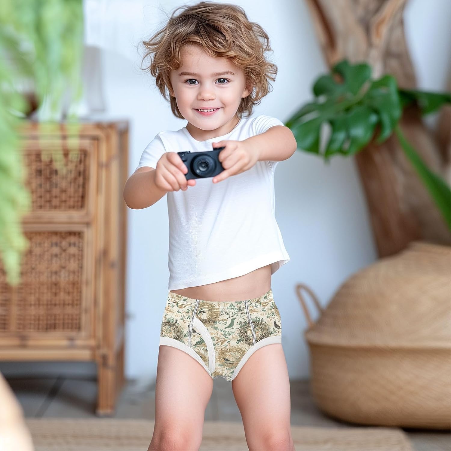 visesunny Boys Training Underwear Vintage Bird Nest Pattern Breathe Cotton Potty Briefs Size 2T-8Y for Toddler