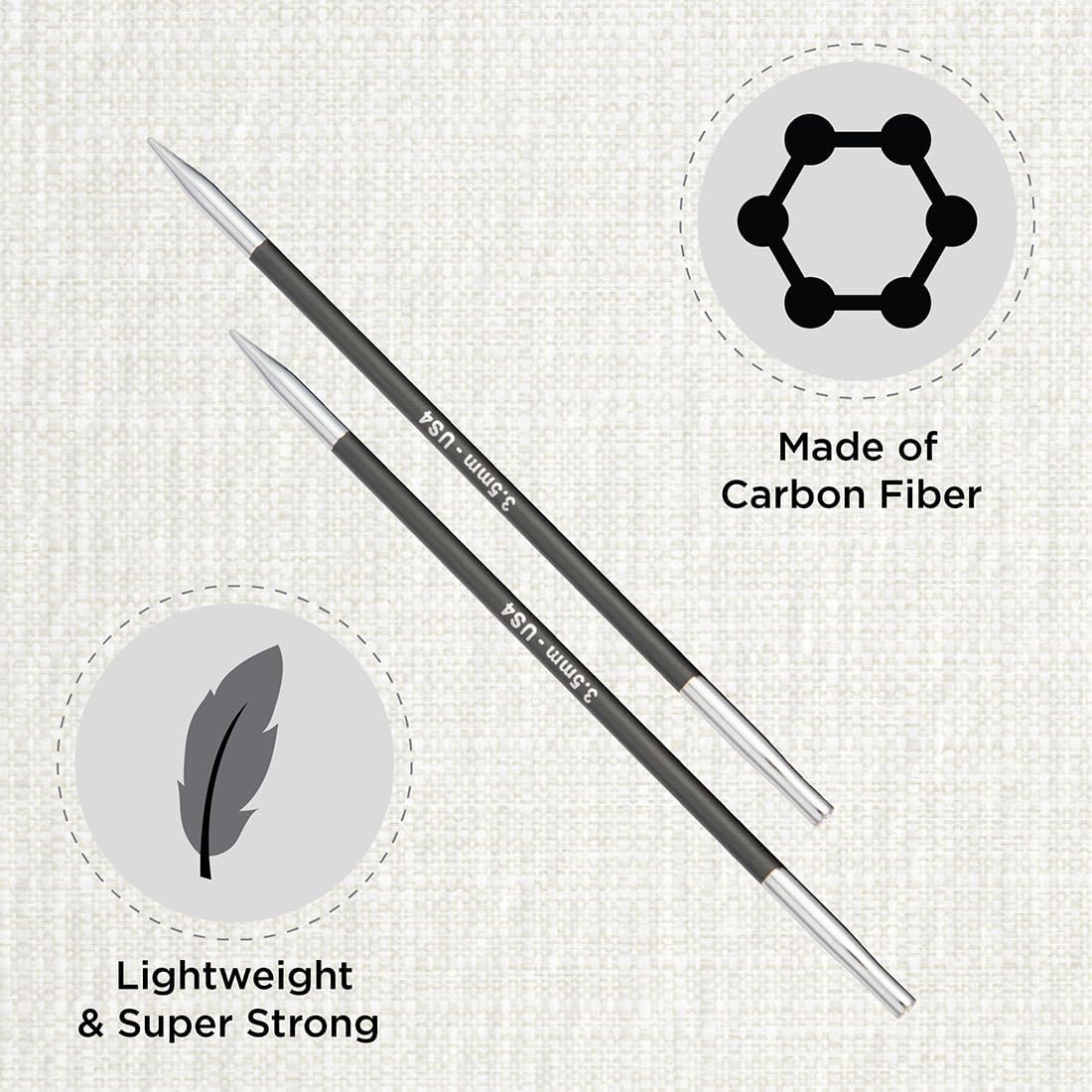 KnitPro Karbonz Interchangeable Circular Needles 4"(10cm) | US Size 4 (3.5mm)