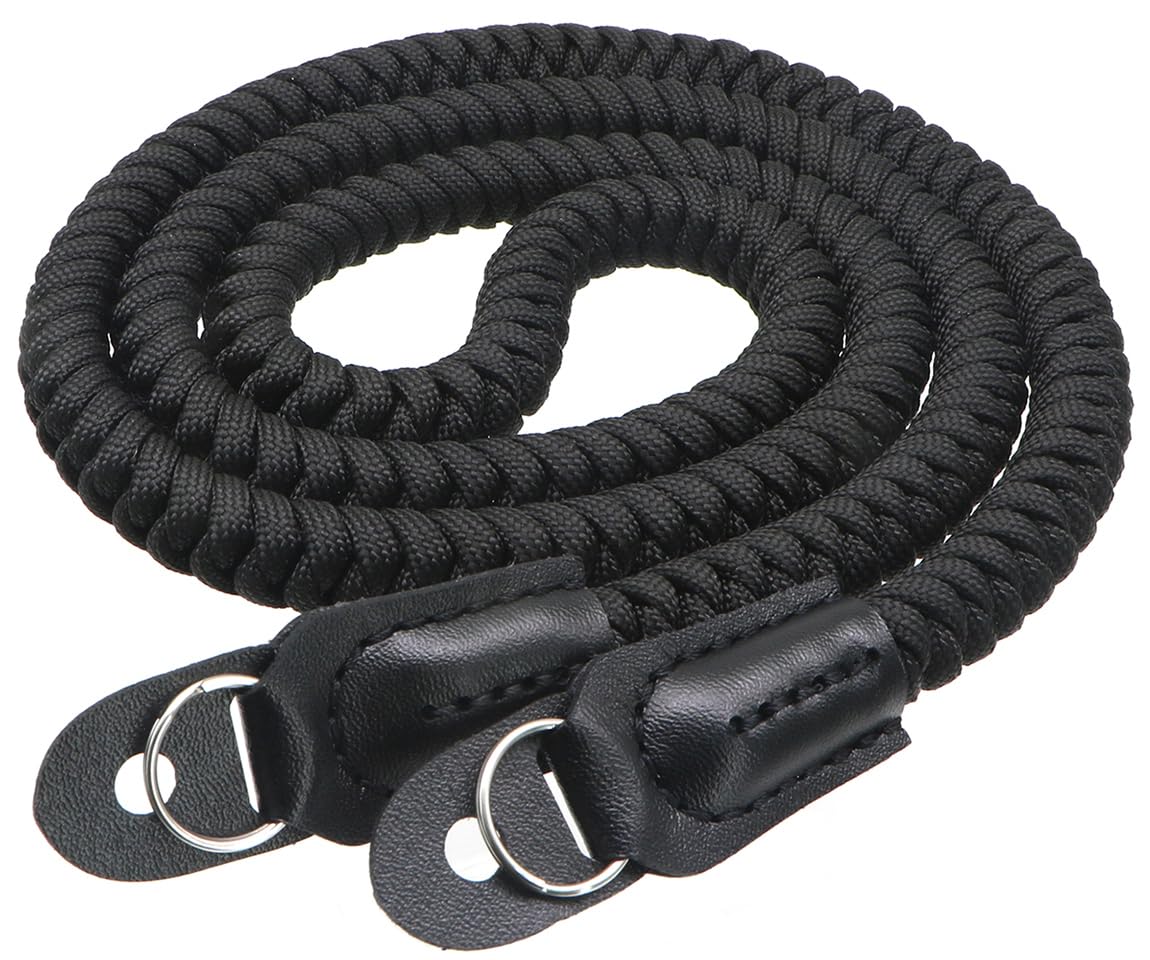 Paracord - Tracolla lunga da collo per fotocamera SLR DSLR Digital Mirrorless, 120 cm, colore: nero