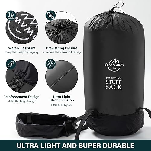 Vista 4 de Saco de compresión, 12 L/19 L/32 L/46 L/53 L, resistente al agua, para saco de dormir, antidesgarro, ultraligero, de nylon 400T 20D, bolsa