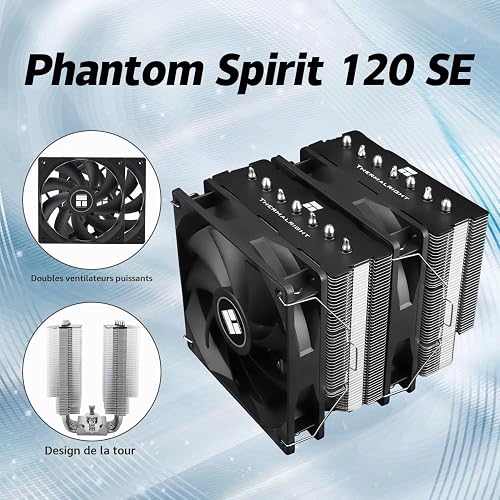 TR Phantom Spirit 120SE refroidisseur de CPU, Refroidisseur de CPU à 7 caloducs, Double ventilateur 120mm TL-C12B V2 PWM,Technilogie AGHP 4.0, Pour AMD AM4 AM5/Intel 1700/1150/1151/1200 - 2