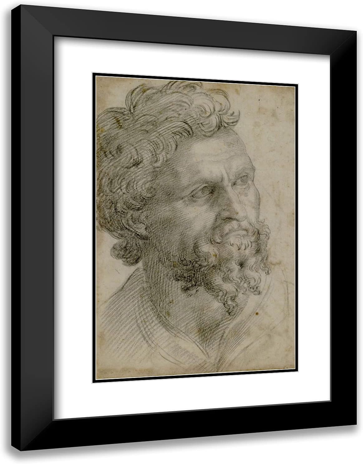ArtDirect Cellini, Benvenuto 18x24 Gold Ornate Framed Art Print with Double Matting Titled: Portrait of a Bearded Man
