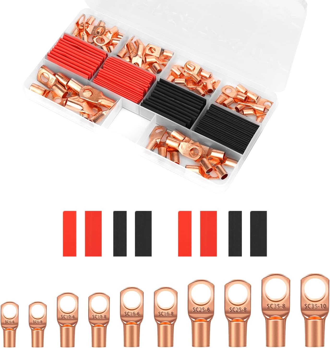 120pcs Copper Wire Terminal Connectors Kit, Containing 60pcs Heavy Duty