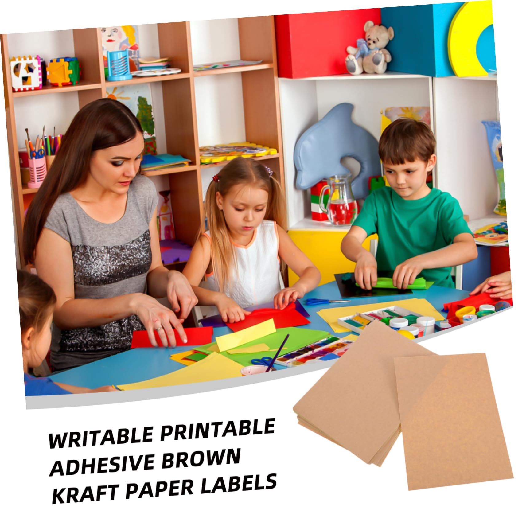 Artibetter 50fogli Etichette Autoadesive Carta Kraft Carta Stampabile Per Etichette Resistente Allo Sbiadimento Facile Usare Per Ufficio e Te