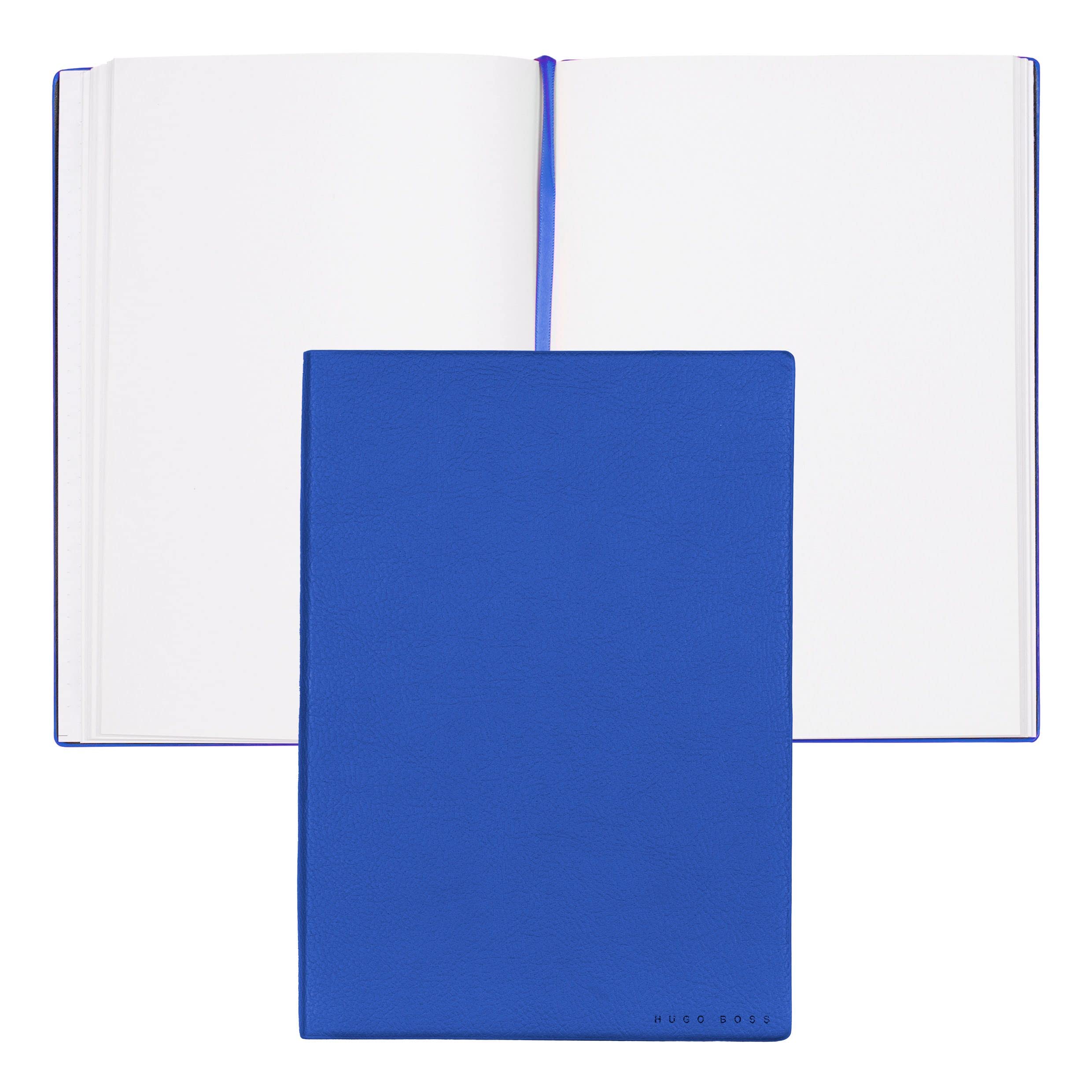 Hugo Boss Schreib-Set Kugelschreiber Gear Matrix Blue und A5 Notizblock Elegance Storyline Blue Plain in der Geschenkbox, HPBN121L