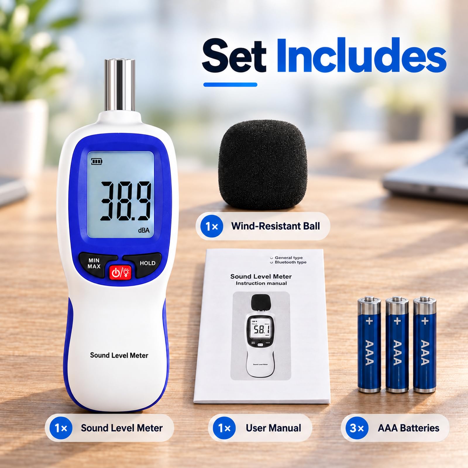 Decibel Meter Bluetooth, Portable Sound Level Meter with Data Logging, Can Fit with Smartphone App Recording, 30 to 130dBA Noise Decibel Meter SPL Meter w/Data Hold MAX MIN Alarm Backlit LCD Display — Amazon image 8