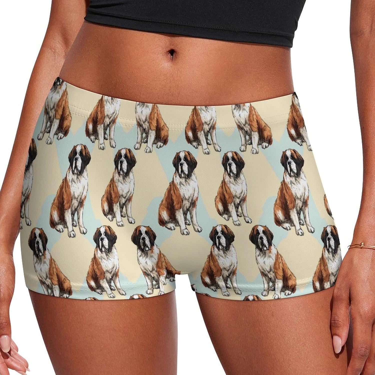 Saint Bernard Dog Watercolor Funny Women's Boxer Briefs Breathable Underpants Trunks Stretch Underwear