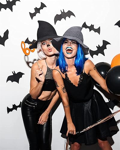 Miniatura 6 de Qianmome Paquete de 1, 2 y 4 sombreros de bruja de Halloween para mujer, de ala ancha, plegable, puntiagudo, accesorio para disfraz de fiesta de