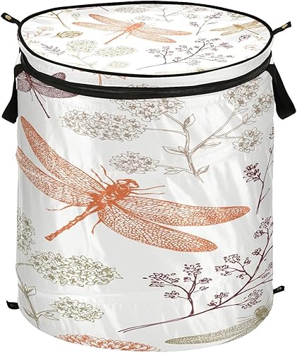 cubbies small collapsible laundry bag for kitchen Dragonfly Pattern Plant Leaves,closet organizador para ropa