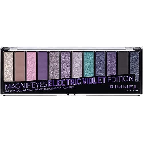 Rimmel London Magnif'Eyes Eyeshadow Palette, 12 Shades, Blendable Formula, Versatile, 008, Electric Violet, 0.5oz