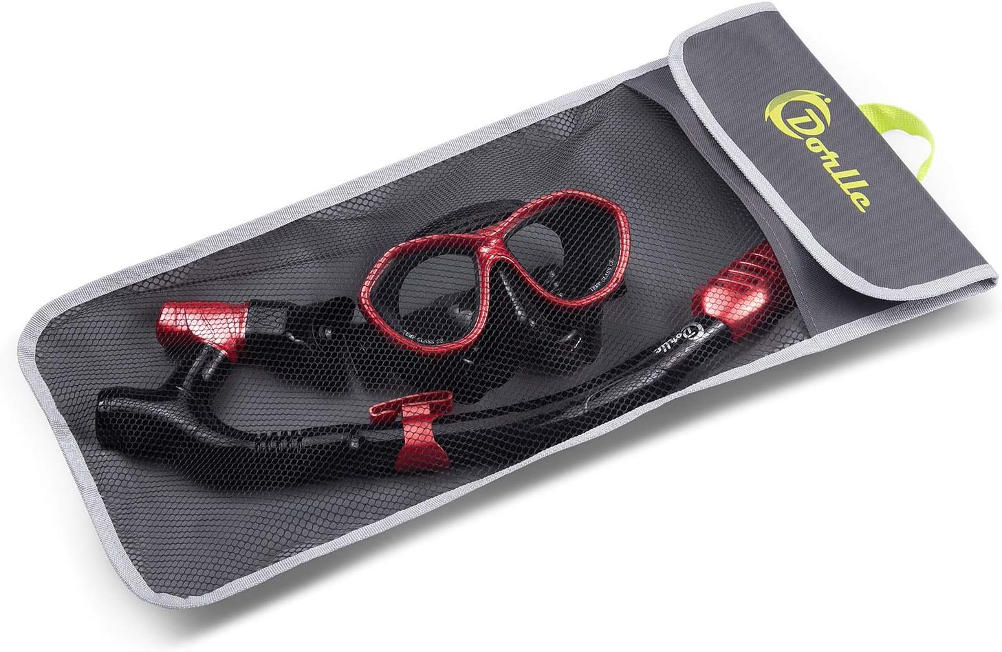 Dorlle Snorkel Set with Snorkel and Mask, Anti-Fog and Anti-Leak Diving Mask, Upgraded 3-Channel Dry Top Snorkel for Snorkeling , Premium Snorkel Mask for Adults(Rot/Black) : Sports & Outdoors
