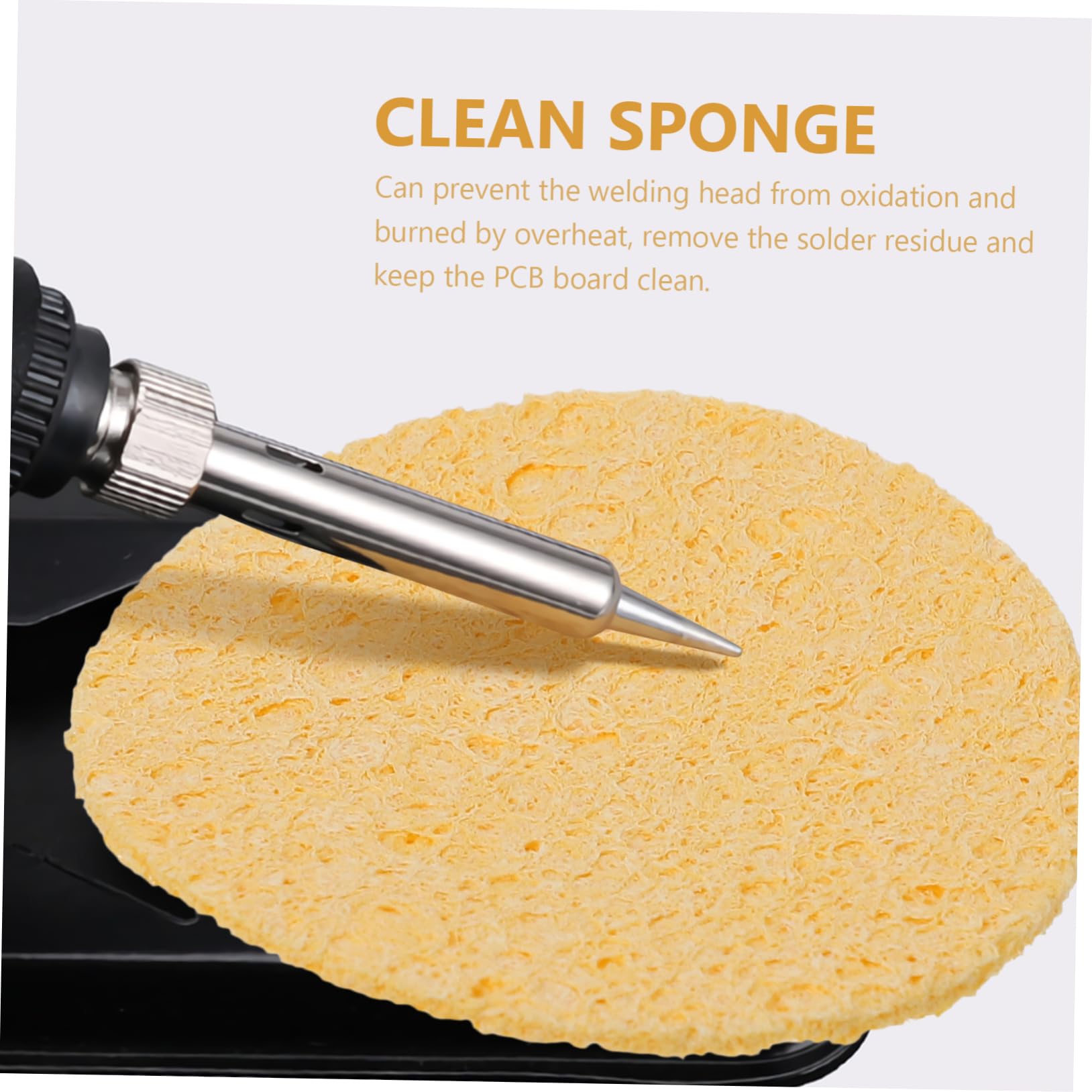100 Pcs Welding Sponge High Temperature Sponge Solder Tip Cleaning Sponge Soldering Iron Cleaning Sponge Solder Tip Round Pad Round Clean Pad Solder Tip Sponge Pads
