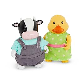 Li\'l Woodzeez - Friendz Club Farm Set with Duck, Sheep, Pig & Cow - 4 Collectible Posable Doll Figures for Imaginative Pretend Play - Farm Animal Toys for 3+ Years