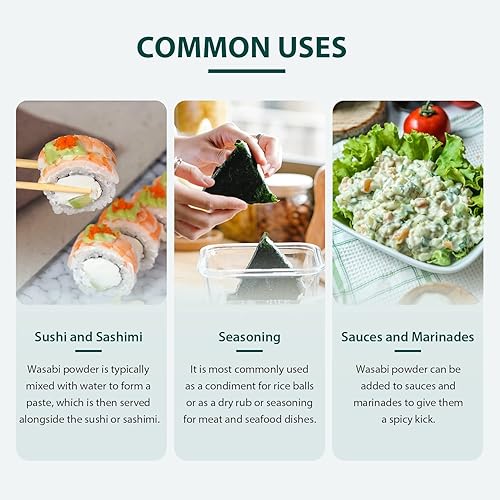 Miniatura 6 de Soeos Wasabi en polvo, 1.25 oz con wasabi real para sushi, sushi en polvo, wasabi