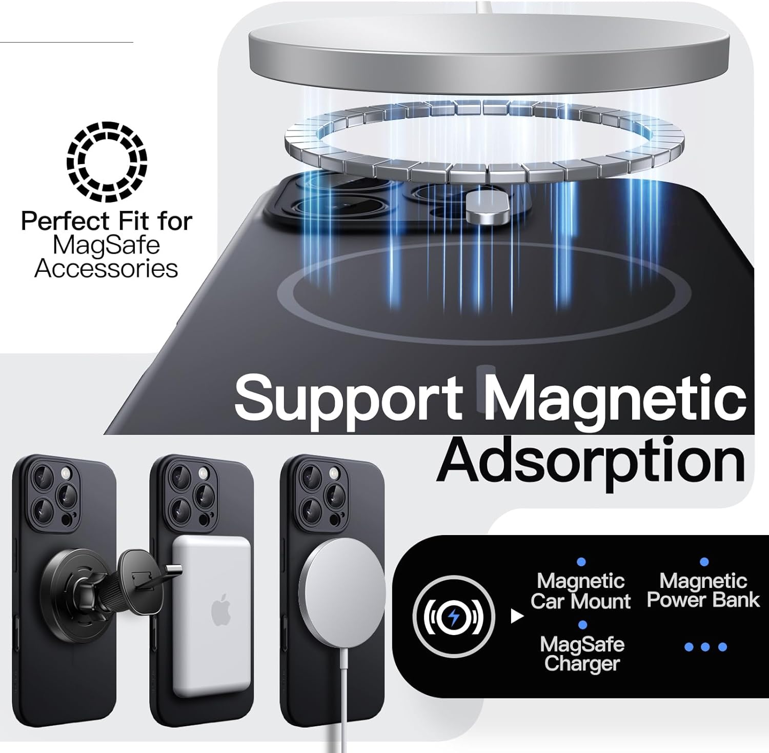 جيتك جراب مغناطيسي رفيع لموبايل ايفون 16 برو 6.3 بوصة متوافق م... - view 4