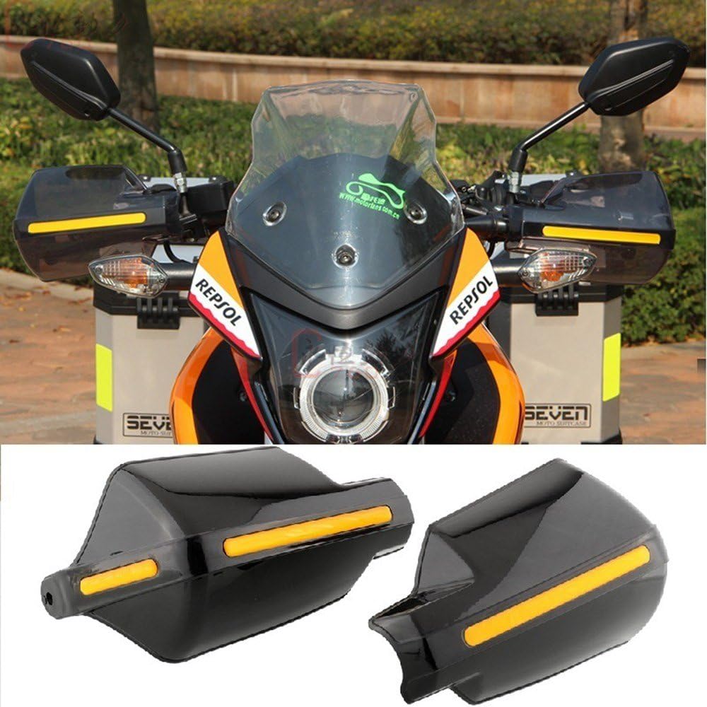 Pair Motorcycle Hand Guards 7/8" 22mm Handlebar Handguard Handle Protector Bike Brush Wind Guard (Black)