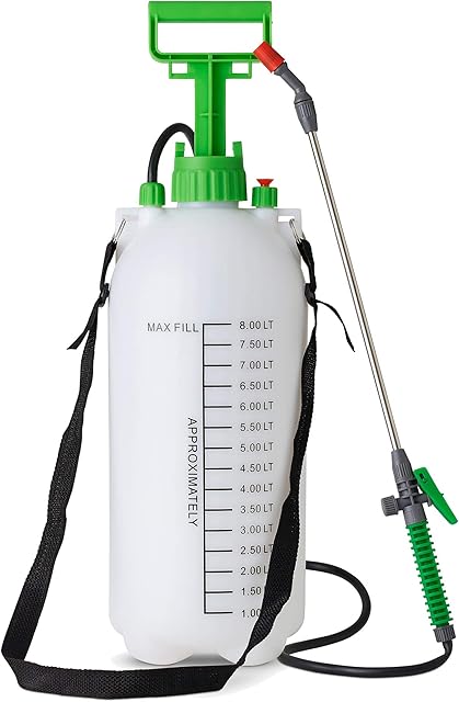 SA Products Pump Action Pressure Sprayer - Weed Killer Sprayer Pump for Fertiliser, Pesticides, Fungicides, Cleaning - Garden Sprayer with Plastic Lance & Carry Strap - Water Spray Bottles - (8 Litre)