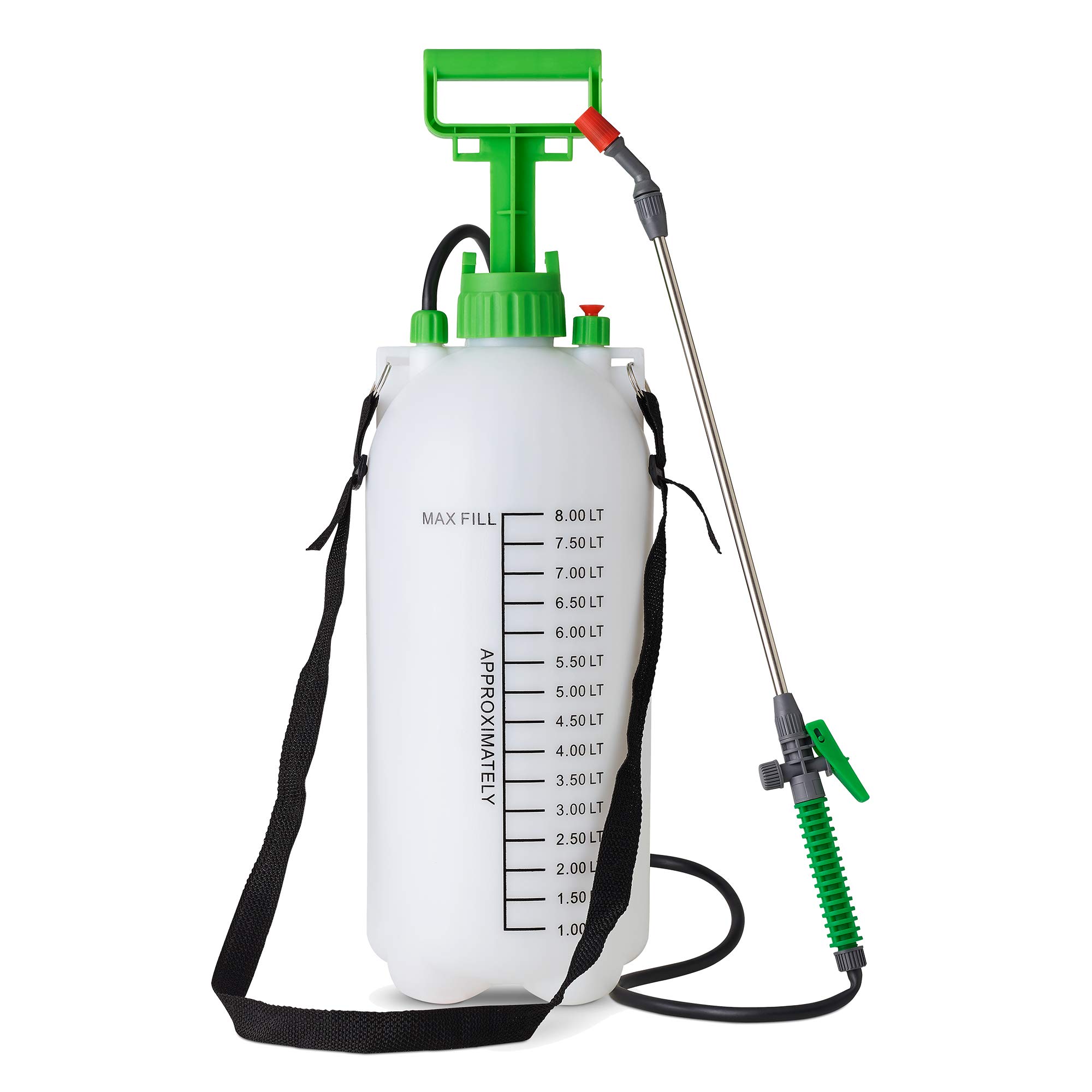 SA Products Pump Action Pressure Sprayer - Weed Killer Sprayer Pump for Fertiliser, Pesticides, Fungicides, Cleaning - Garden Sprayer with Plastic Lance & Carry Strap - Water Spray Bottles - (8 Litre)