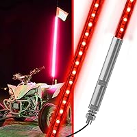 Vista 9 de 4 pies LED Látigo Luces Rojas Impermeables con Asta de Bandera y Bandera para Seguridad para Can-Am Maverick X3 Sand Dune Buggy UTV ATV 2020 Polaris
