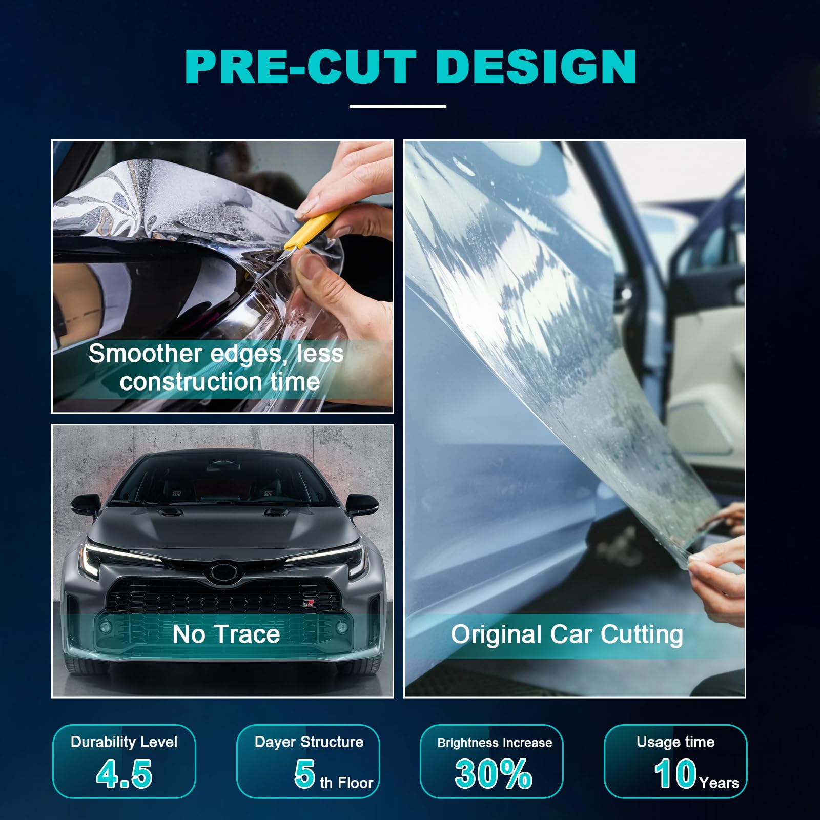 8 5mil TPU PPF Clear Car Pre-Cut Paint Protective Film for 2023-2024 Toyota Corolla GR HD Scratch Exterior — view 4
