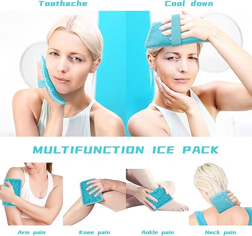 Miniatura 2 de Bolsa de hielo de gel con correa, reutilizable, para terapia de compresión de agua caliente y fría para dolor, hinchazón, lesiones de rodilla,