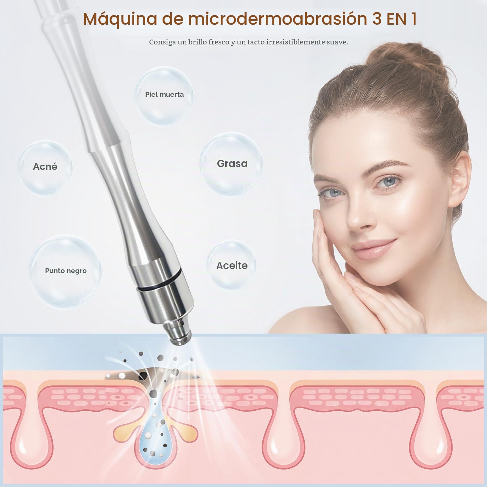 Yofuly Diamond Mic-ro_der-ma/bra+sion Machine Professional, versión de actualización 3 en 1, equipo de salón de belleza facial para uso doméstico, gran potencia de succión
