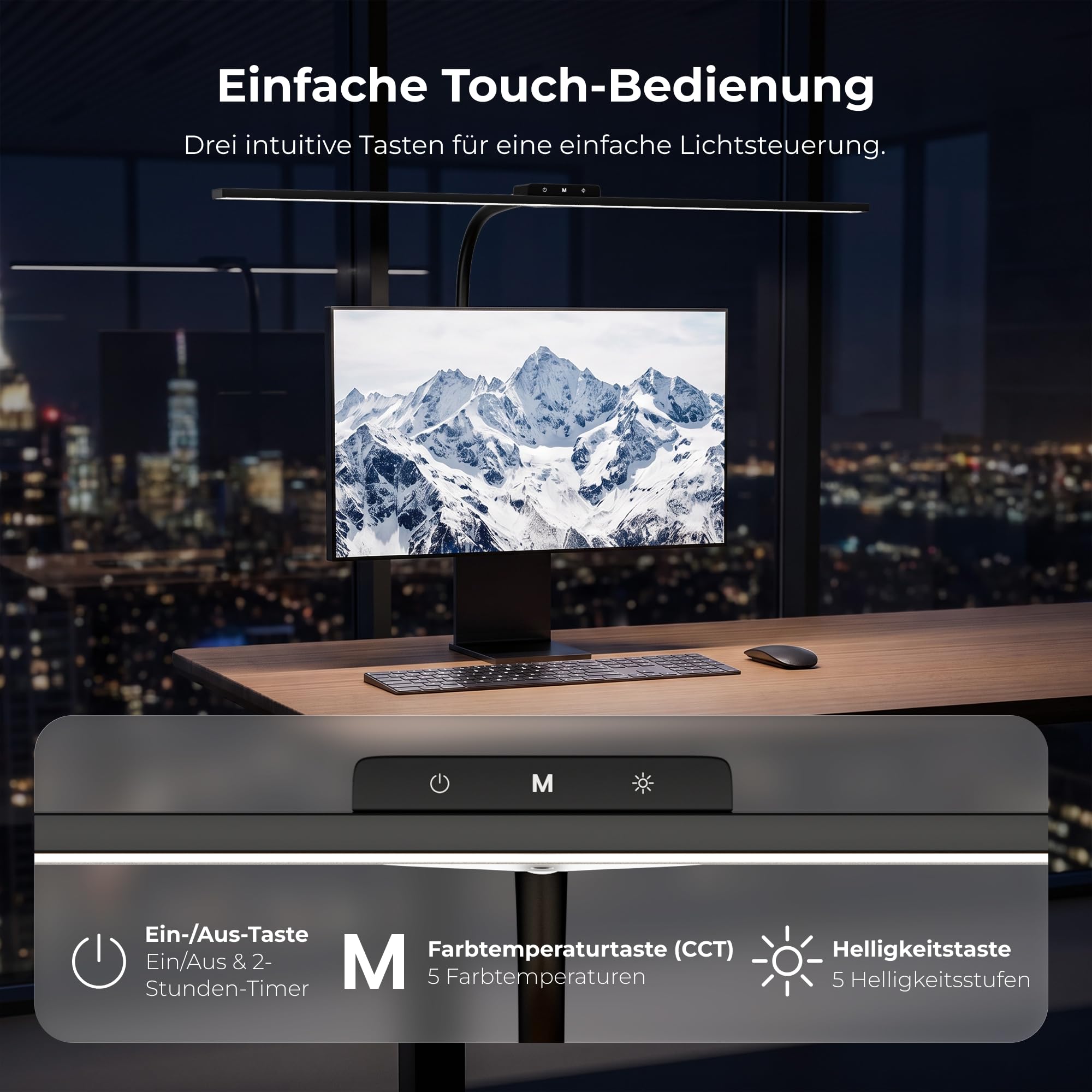 LED Schreibtischlampe klemmbar 80 cm für Büro & Homeoffice