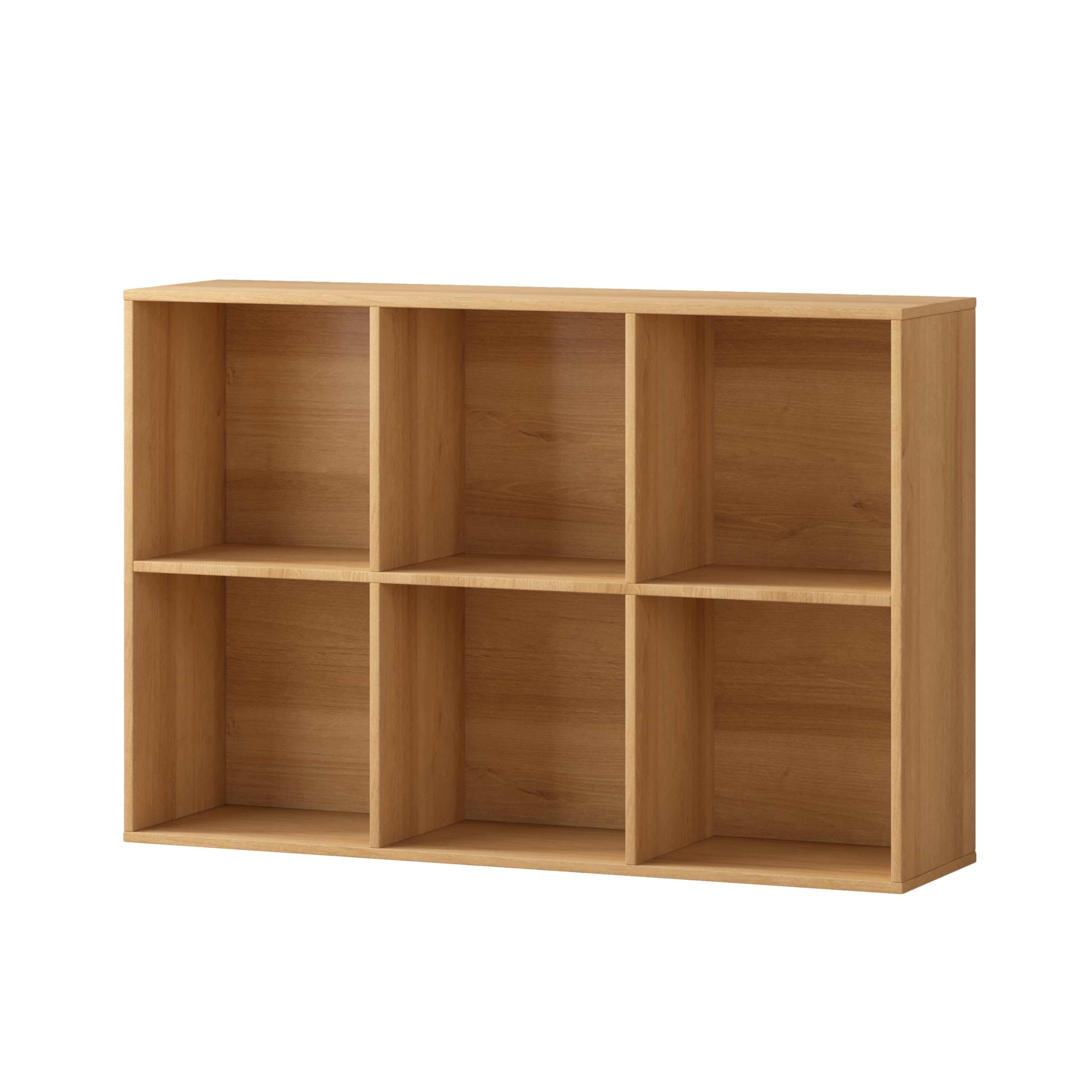 Bibliothèque Meuble de Rangement 6 Cubes, Étagère à Casiers en Bois avec Panneau Arrière, Bibliotheque Cubique, Armoire de Rangement Moderne Présentoir pour Chambre/Salon/Bureau, Chêne Naturel