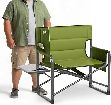 Timber Ridge XXL Directors Chair Heavy Duty Folding Camping Chair for Adults, 500lb Capacity, Extra Wide Padded Seat for Camping, Sports, Lawn, Courtyard, and Outdoor Use, Green