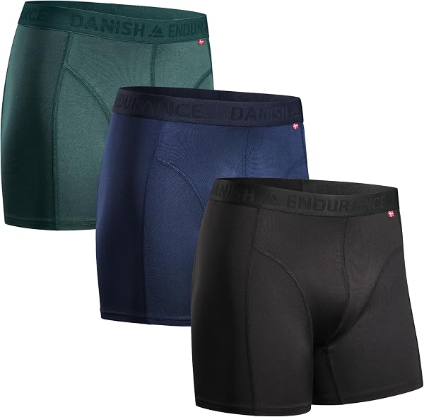 DANISH ENDURANCE Boxers de Course pour Hommes, Caleçons Anti-frottements, Jambes Longues ou Normales, Boxers de Sport Respirants Lot de 3 - 1