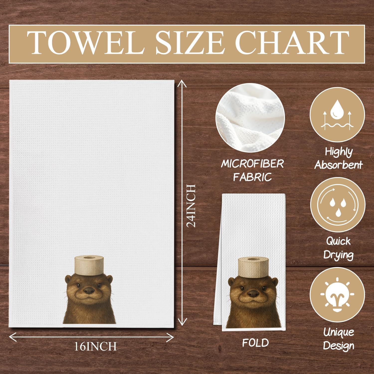 Sea Otter Gifts Bathroom Hand Towels, Otter Bathroom Decor, Ocean Animal Coastal Beach Hand Towels for Bath Room Washroom Toilet Decor, 16x24 Inch Set of 2 - Image 6