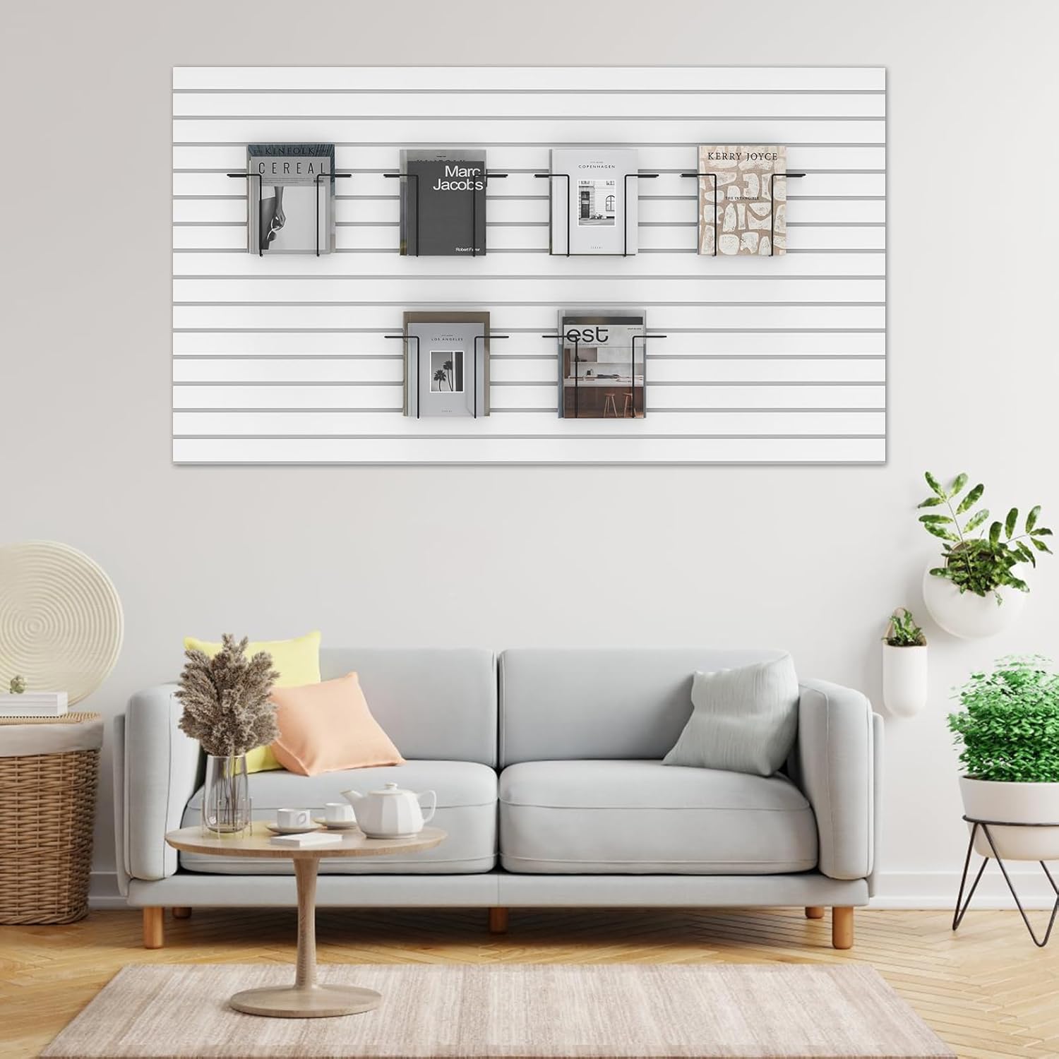6 Pair Literature Display for Slatwall, Adjustable Magazine Holder for Slat Wall, Metal Slatwall Accessories for Exhibitions, Perfect for Organizing Books, Magazines, and Brochures