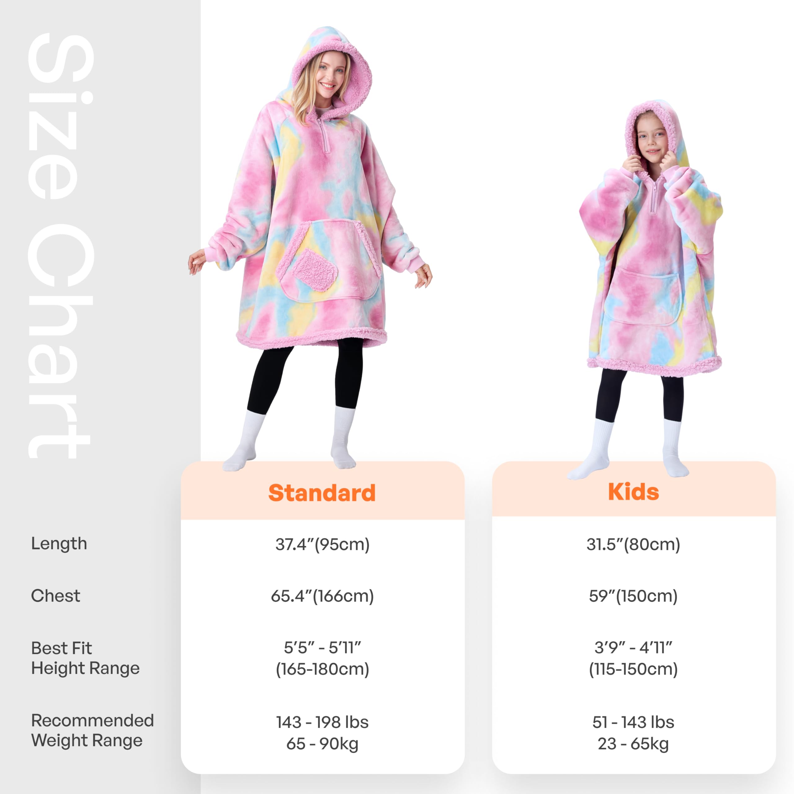 Giggling Getup Felpa con Coperta Indossabile per Ragazze e Ragazzi - Felpa con Coperta Oversize in Flanella e Sherpa Fleece con Cappuccio - Coperta con Tasca e Maniche, Regali per Bambini Grigio