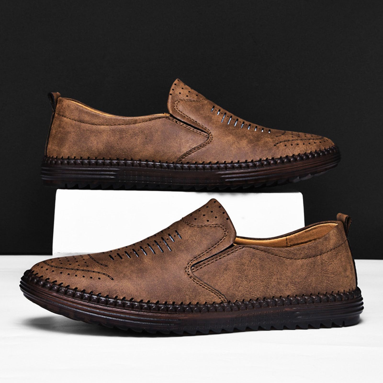 Mokassins Herren - Leicht Sommerschuhe Slipper Sommer Herrenschuhe Shoes Leichte Halbschuhe Slip On Hausschuhe Men Leder Schuhe Loafer Sneaker Schlupfschuhe Freizeitschuhe 27