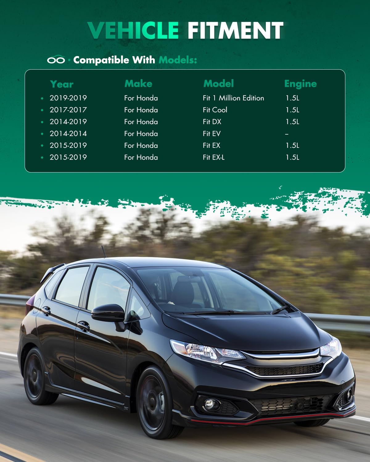 SCITOO Roof Spoiler Wing with 3rd Brake Light ABS fit for 2014-2019 for Honda Fit Jazz Hatchback Rear Window RoofSpoiler Matte Black