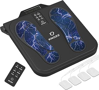 KNQZE Foot Massager for Neuropathy, Rechargeable TENS EMS Foot Nerve Circulation Stimulator with 10 Modes 50 Intensities, 4 Body Pads, Relieve Cramps, Plantar Fasciitis, Gifts for Mom Dad