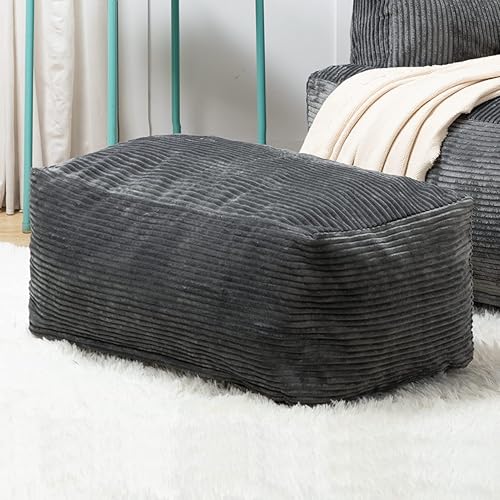 HollyHOME Taburete puff para sofá, reposapiés, taburete relleno de espuma viscoelástica de 6 libras, otomano individual con funda lavable, taburete