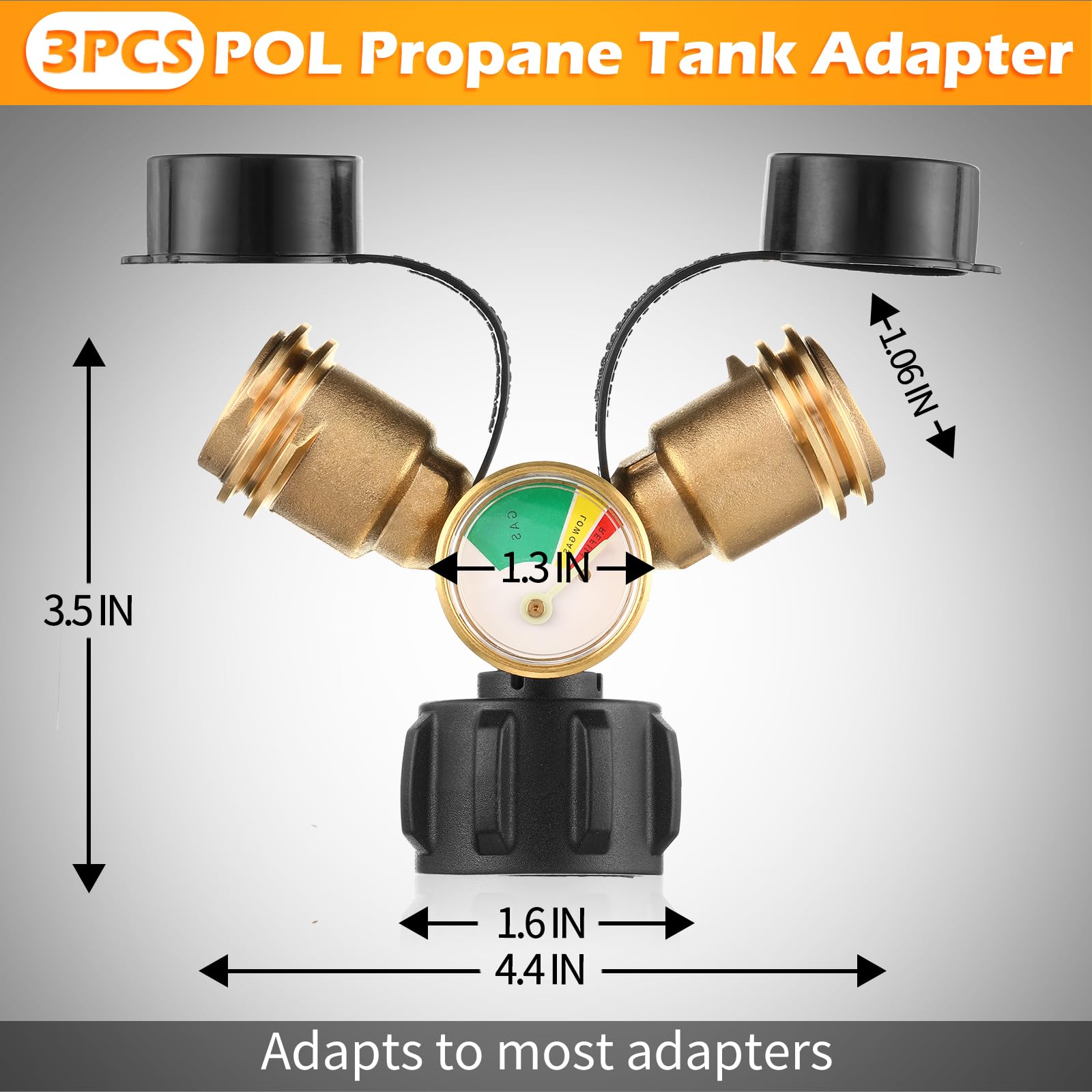 Tandefio 2-drożny adapter rozdzielacza Y na propan Y rozdzielacz adapter ze złączem gazowym LP Gauge adapter do butelki gazowej do butli z propanem 2,3-45 kg grill grill palnik gazowy RV Camper