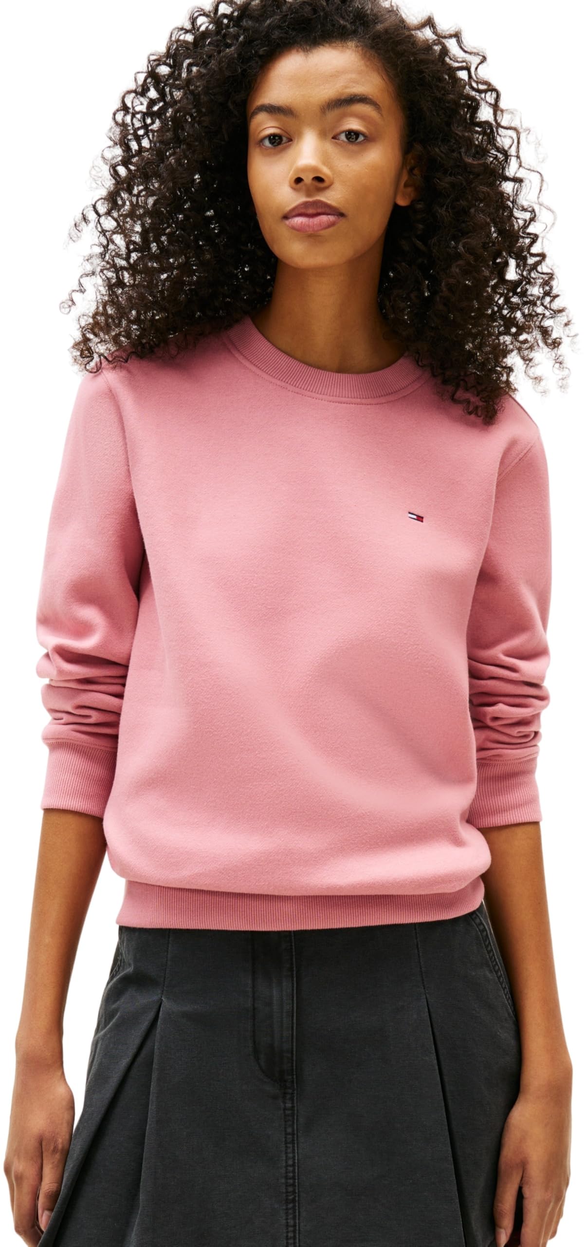 Tommy Jeans Womens Tjw Reg Flag Crew Dw0dw19959 Pullover Sweatshirt, Pink (Tahiti Berry), L UK