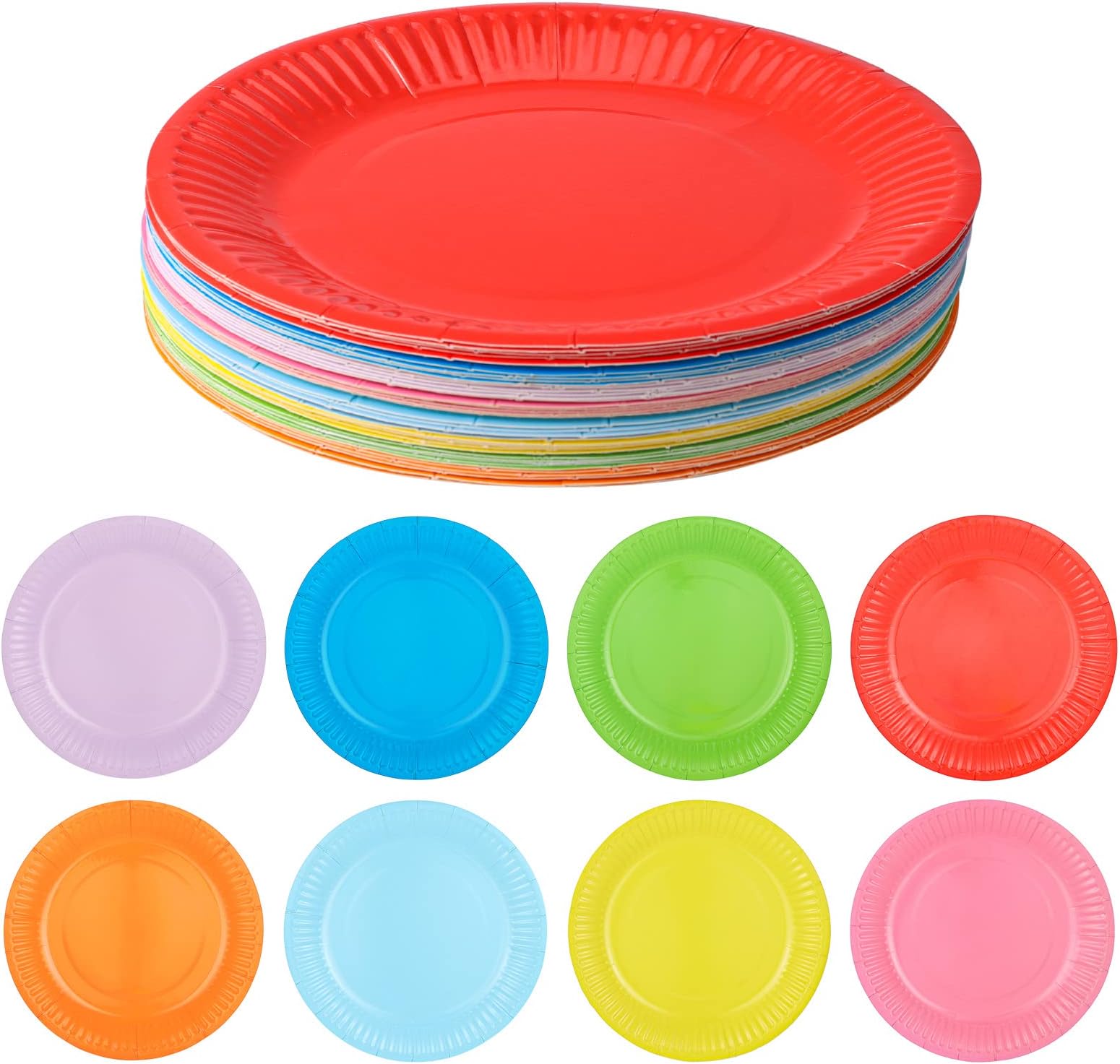 RosewineC 40 Packs 7" Colorful Party Paper Plates,Classic Assorted Color Round All Occasion Paper Dinner Plates Birthday Party Supplies