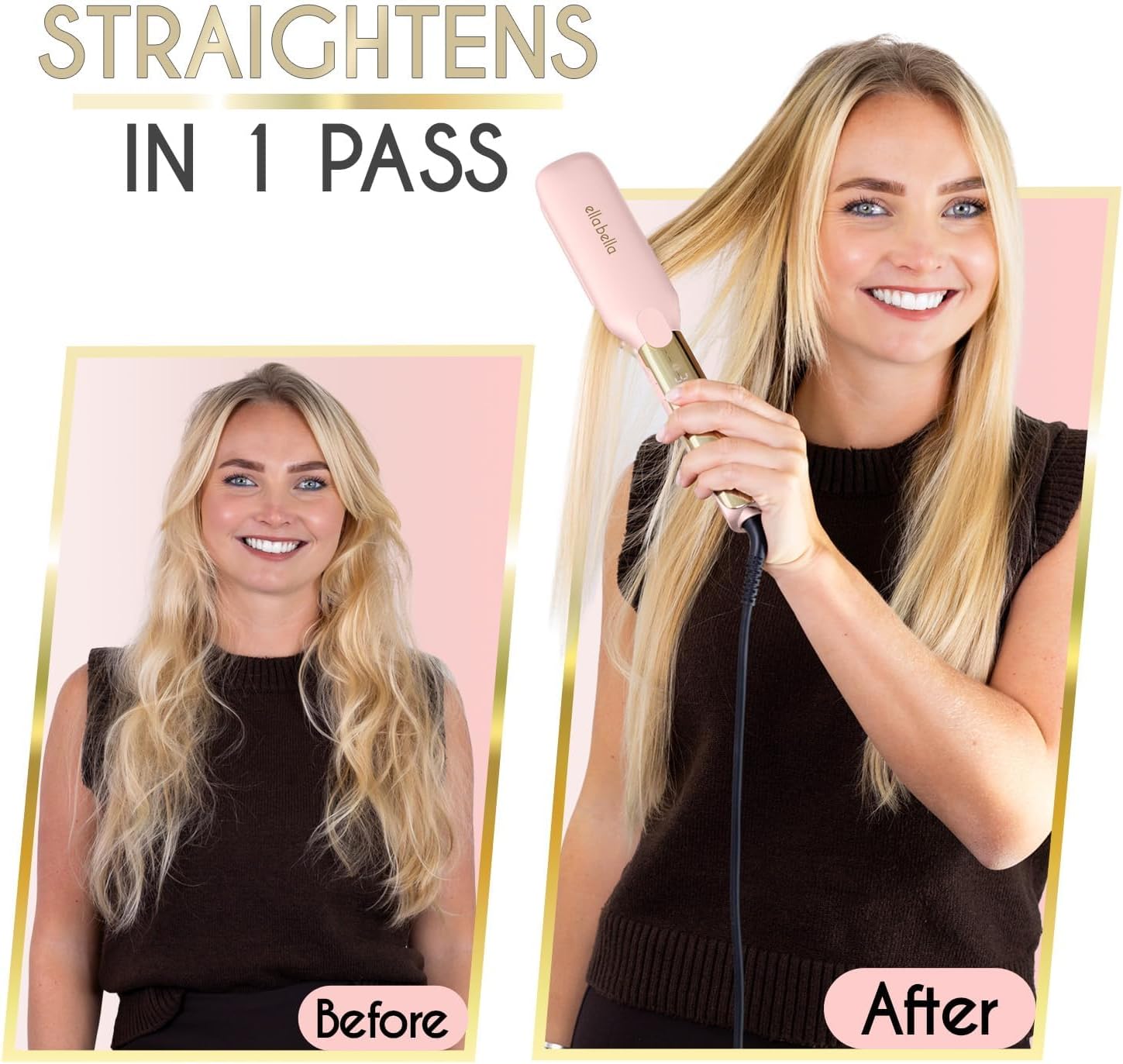 ELLA BELLA® Titanium Flat Iron Hair Straightener (with Infrared) • Professional Straightening Iron • Digital Display to Accurately Control Temperature • As Featured in Good Housekeeping - Image 2