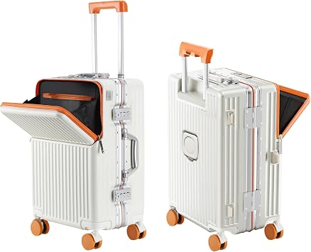 Carry on suitcase Zipperless Luggage,Polycarbonate Aluminum Hard Shell, Expandable Carry-On Suitcase with Spinner Wheels,26 Inch Cabinorange, 26 inch