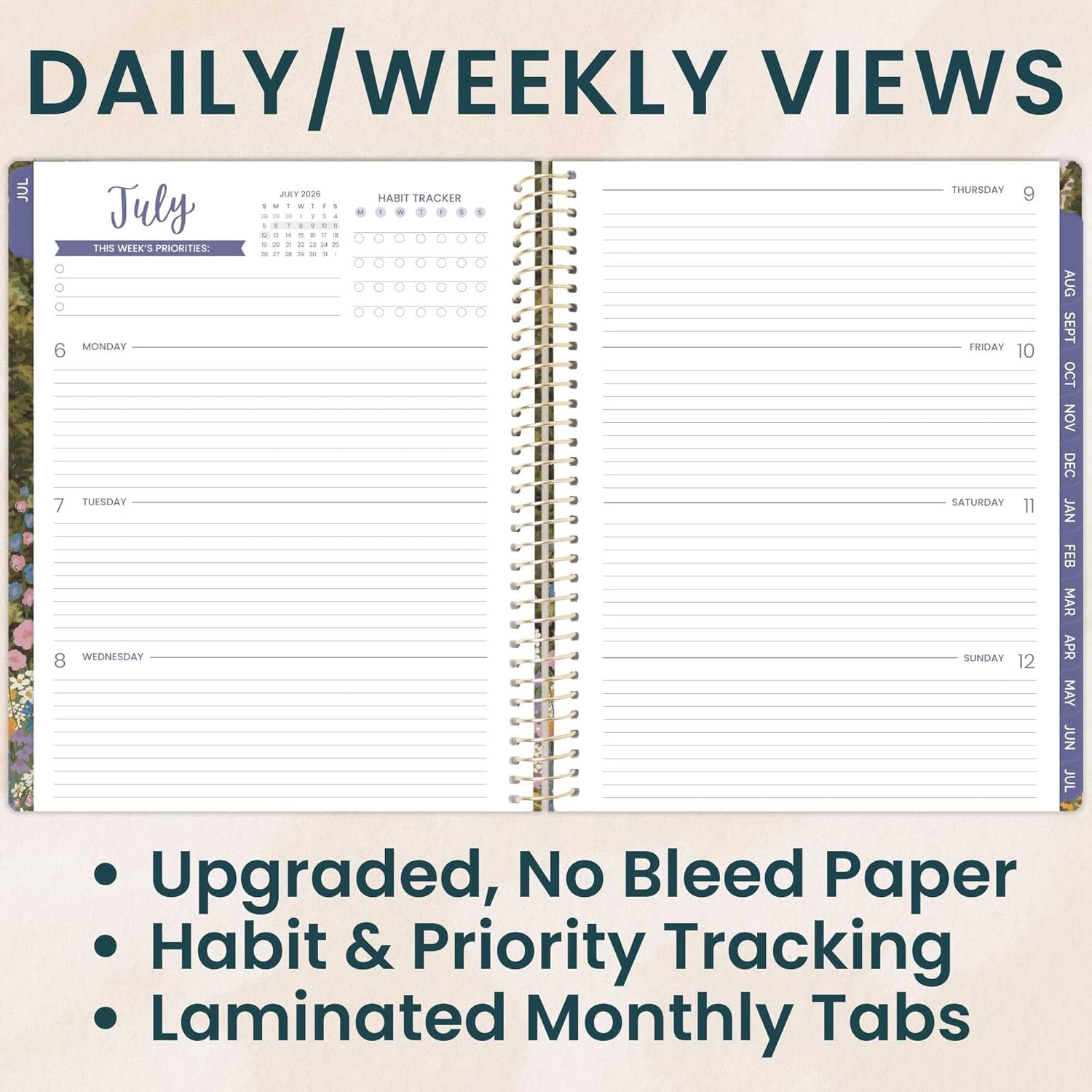 bloom daily planners 2026-2027 (8.5" x 11") Academic Year Day Planner (July 2026 - July 2027) - 13 Months Weekly & Monthly Agenda Organizer with Stickers & Tabs - Wildflower Mountainside