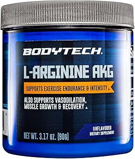 BodyTech L-Arginine AKG 3000mg - Supports Exercise Endurance, Intensity, Muscle Growth & Recovery (3.17 oz)